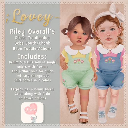 ;Lovey- Riley Overall's - FATPACK