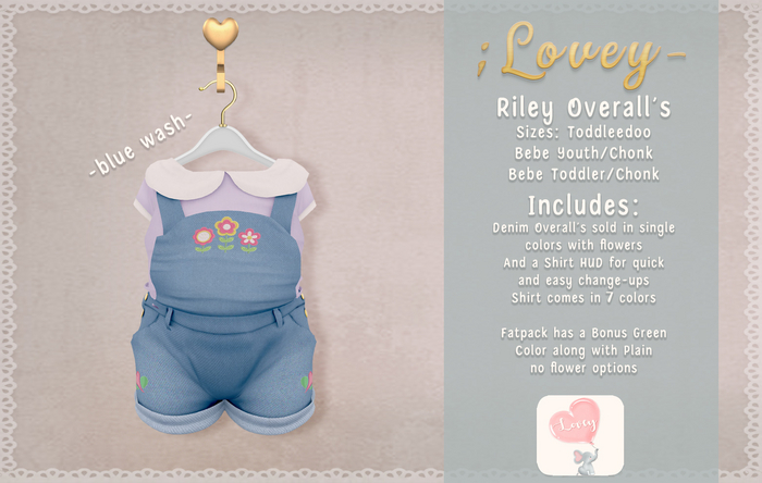 ;Lovey- Riley Overall's - Blue Wash