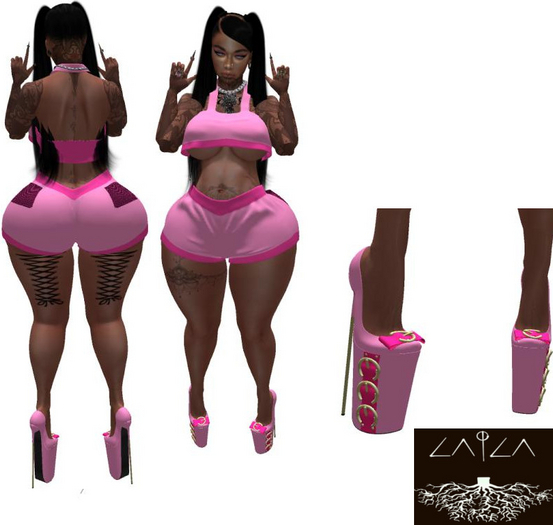 LALA Pink Ruffle With Bling Pockets KUPRA