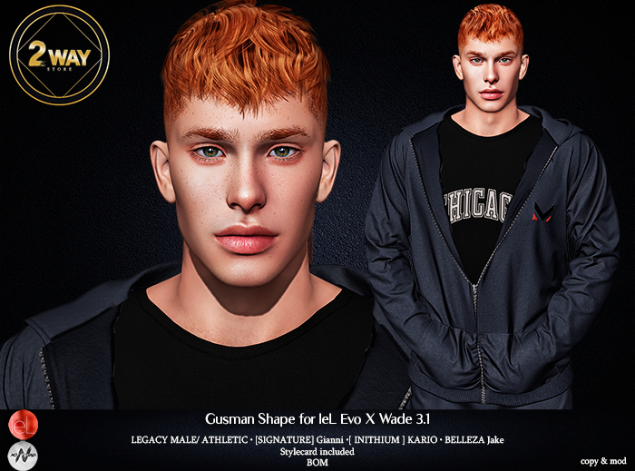 2way - Gusman Shape for Lelutka Evo X WADE Head 3.1 {Add}