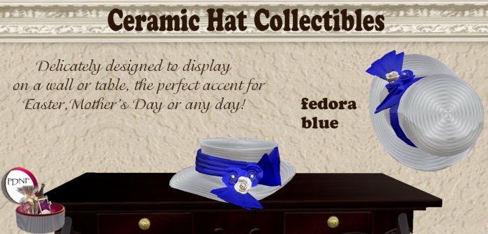 PDN: CERAMIC FEDORA BLUE  BOXED