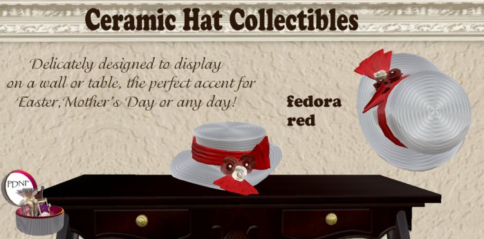 PDN: CERAMIC FEDORA RED BOXED