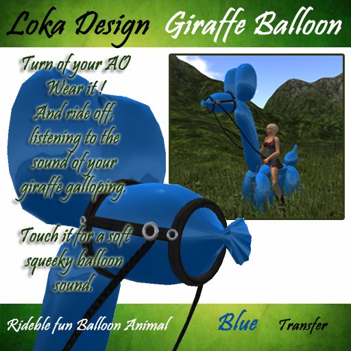Loka Design ~ Giraffe Balloon Blue.