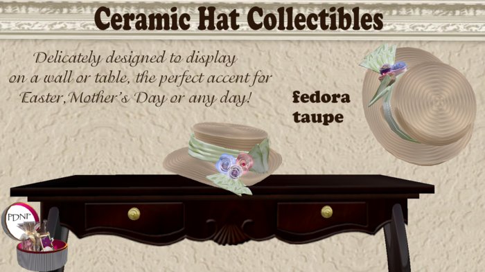PDN: CERAMIC FEDORA TAUPE  BOXED