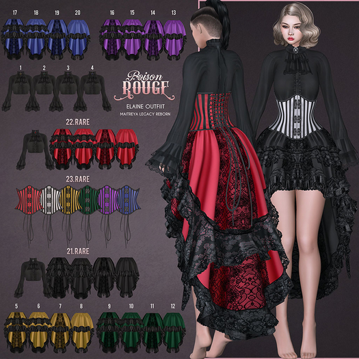 POISON ROUGE Elaine SET Black/ Blue RARE// Reborn