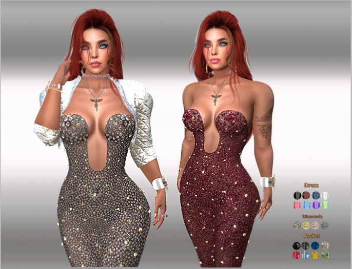 Jacket & Catsuit with Diamond Glamour 20x Color HUD,Maitreya,Legacy,Erika,Belleza,Kupra,Reborn