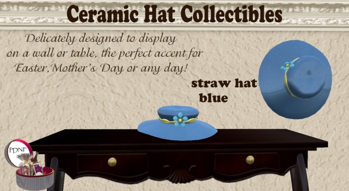 PDN: CERAMIC STRAW HAT BLUE BOXED