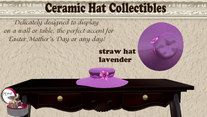 PDN: CERAMIC STRAW HAT LAVENDER BOXED