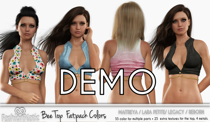 Demo Bee Top Fatpack Colors - Maitreya, Petite, Legacy, Reborn - FashionNatic