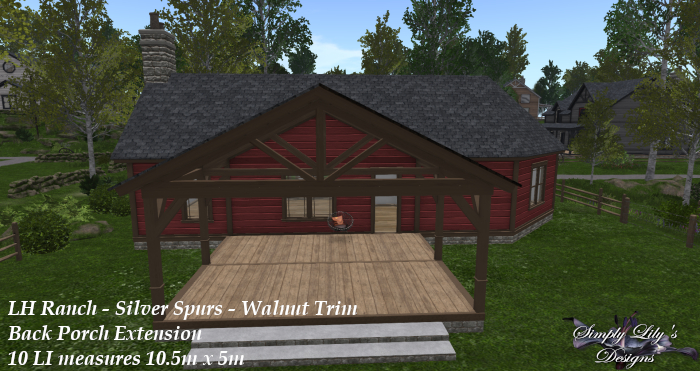 LH Ranch Silver Spurs/Silver Ridge Back Porch Ext. - Walnut Trim~SLD MESH~