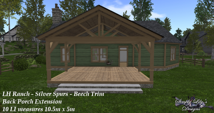 LH Ranch Silver Spurs/Silver Ridge Back Porch Ext. - Beech Trim ~SLD MESH~