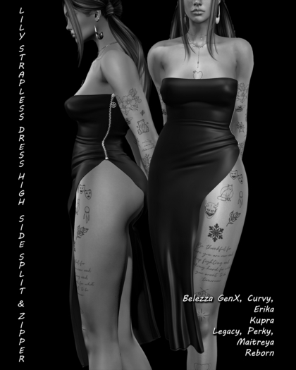 Commotion LILY STRAPLESS HIGH SLIT DRESS DEMO