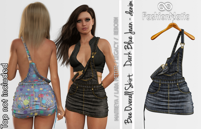 Bee Overall Skirt Dark Blue Denim - Jeans - Maitreya, Petite, Legacy, Reborn - FashionNatic