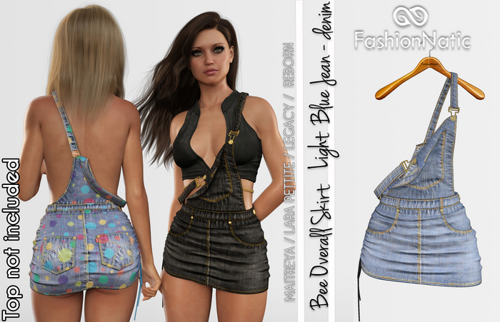 Bee Overall Light Blue Skirt Denim - Jeans - Maitreya, Petite, Legacy, Reborn - FashionNatic