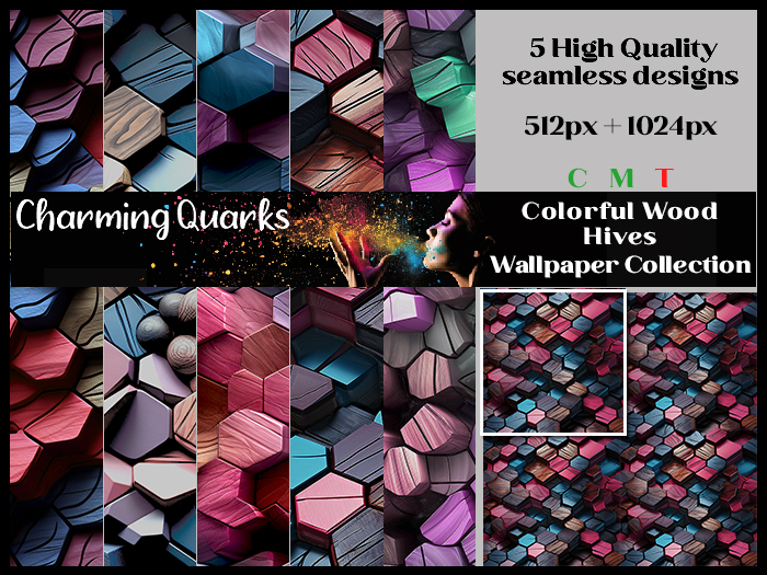CQ Textures - Wallpaper Collection -Colorful Wood Hives 