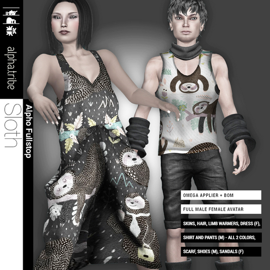 Second Life Marketplace - alpha.tribe::: [Sloth] Unisex Summer Avatar