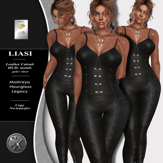 SX Liasi ~ Leather Catsuit with HUD [add] black