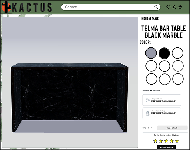 Kactus - Telma Bar Table Black Marble