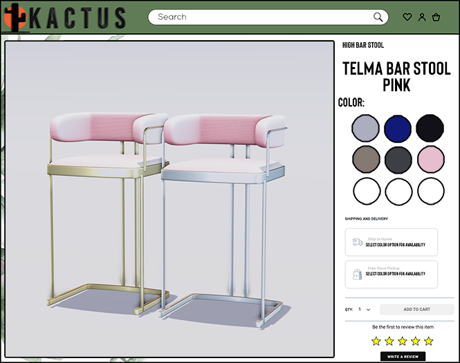 Kactus - Telma Bar Stool Pink