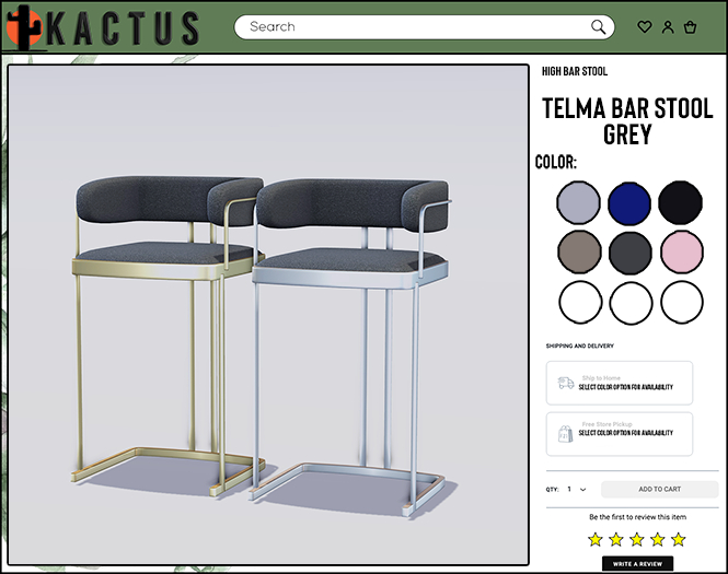 Kactus - Telma Bar Stool Grey