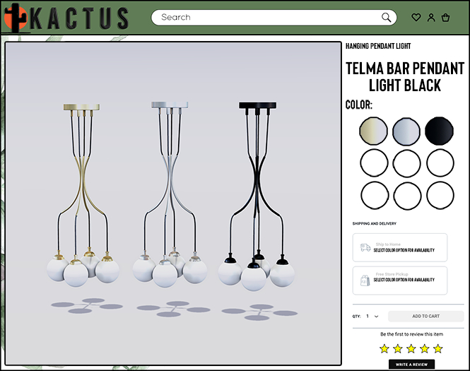 Kactus - Telma Bar Pendant Light Black