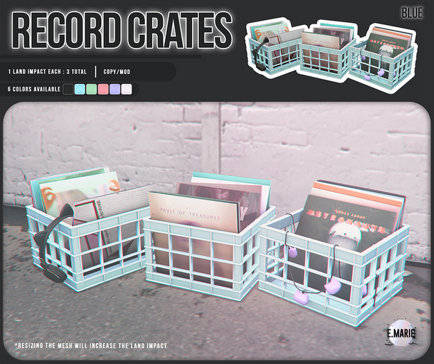 e.marie // record crates : blue 