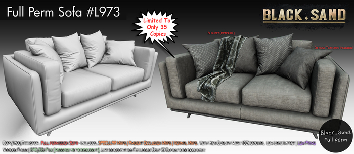Black . Sand Full Perm Sofa #L973