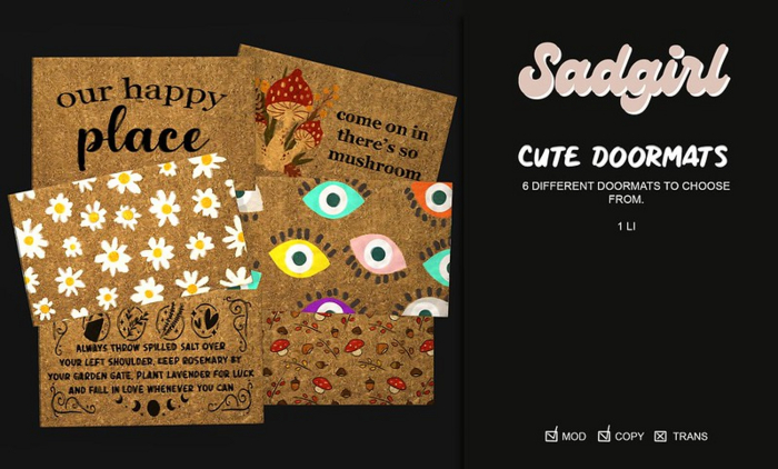 #SADGIRL - Cute Doormat - Mushroom . unpack