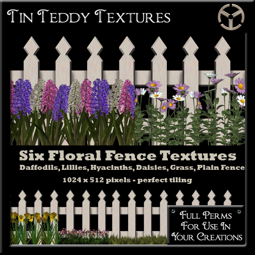 *Tin Teddy* 6 Floral Fence Textures