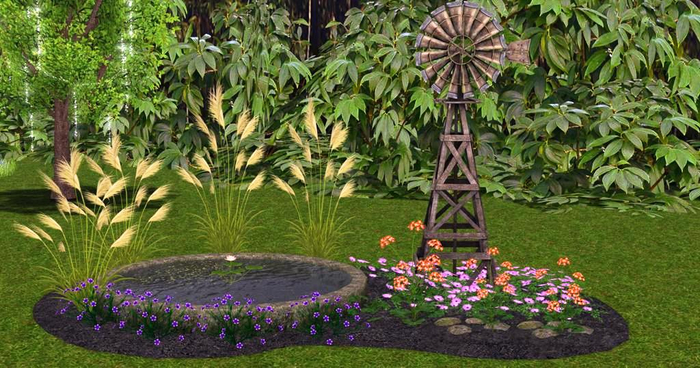 Windmill On A Hill With Humming Birds