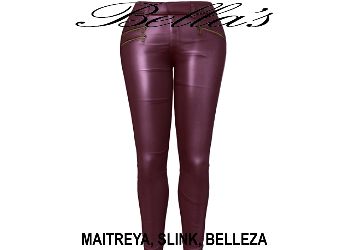 (2) Elisa Leather Pants Darkmargenta