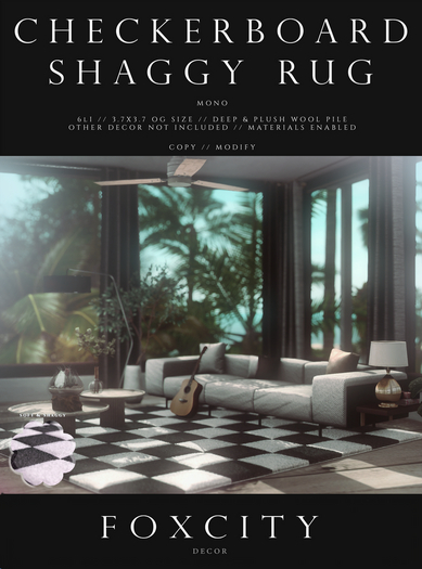 FOXCITY. Decor - Checkerboard Shaggy Rug (Mono)