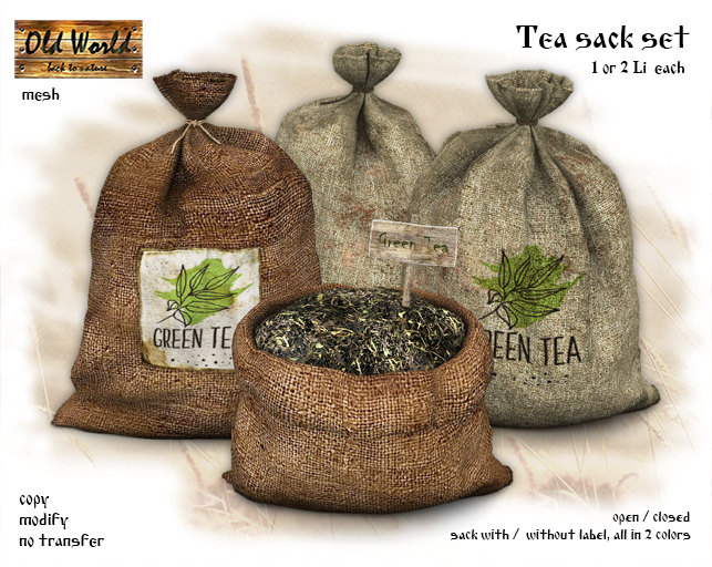Green tea sack set - Old World - Rustic / Medieval