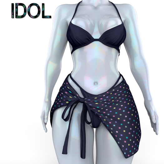 Navy Stars Bikini With Sarong