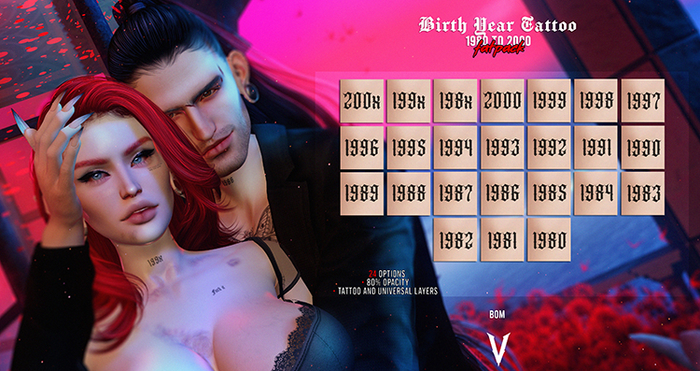 VIENA. Birth Year Tattoo Fatpack {Add me}