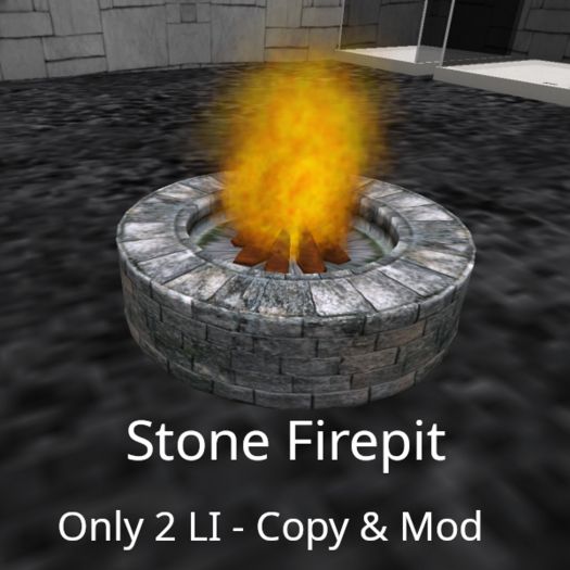 Stone firepit with logs