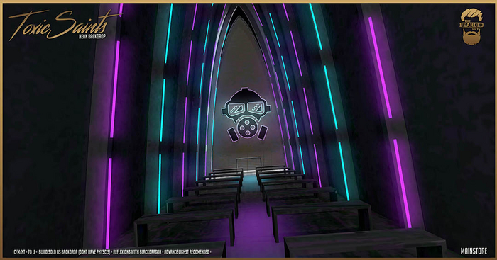 Toxic Saints Neon Backdrop - The Bearded Guy