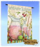 Welcome Summer Pink Lemonade Yard Flag TRANSFER ONLY