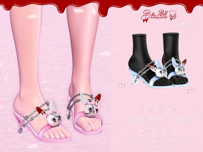 { Red Blossom } Psycho Bunny Sandals { BLUE }