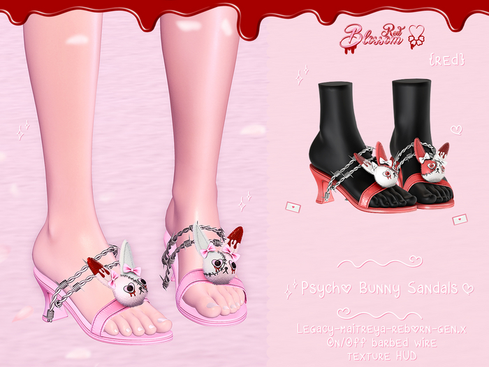 { Red Blossom } Psycho Bunny Sandals { RED }