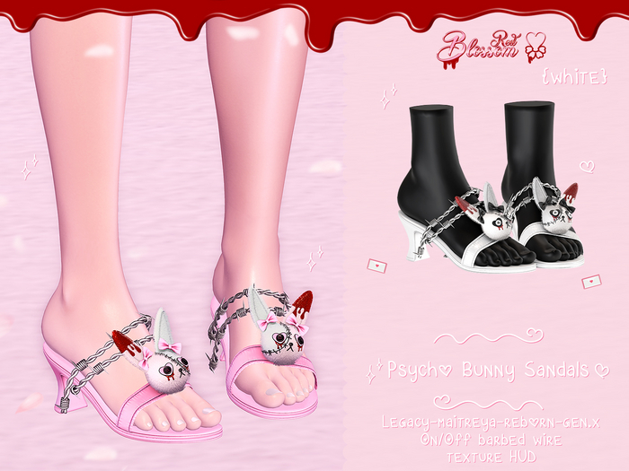 { Red Blossom } Psycho Bunny Sandals { WHITE }