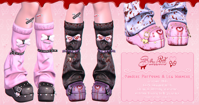 { Red Blossom } Yandere Platforms & Leg Warmers { FATPACK }