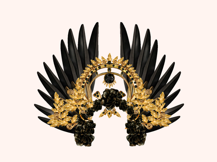GizzA - Mystical Wings / Headpiece [Roses] Black
