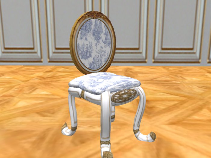 Pompador Dining Chair Blue Toile