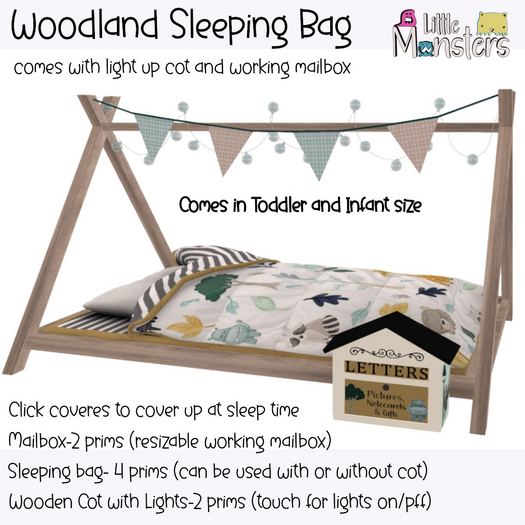 *LM* Woodland Sleeping Bag Toddler and Infant Size Boxed Hud