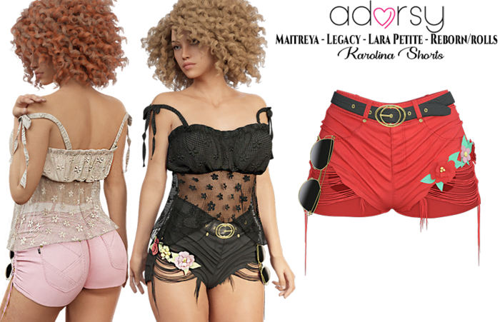 adorsy - Karolina Shorts Red - Maitreya/Legacy/Lara Petite/Reborn-Rolls