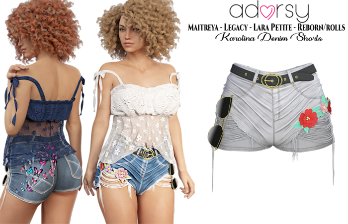 adorsy - Karolina Denim Shorts White - Maitreya/Legacy/Lara Petite/Reborn-Rolls