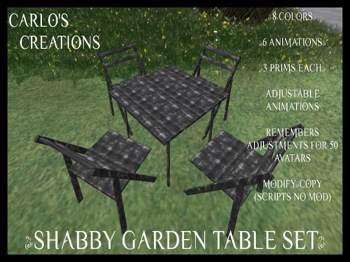 Shabby Garden Table Set 8 Colors 6 Adjustable Animations Grunge