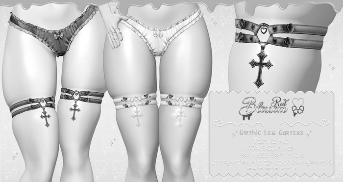 { Red Blossom } Gothic Leg Garters { DEMO }