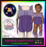 *LVD* Gingham Rompers Orchid - LB Fitted